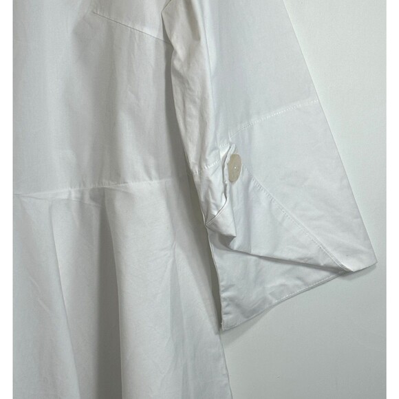 Athena Marie Blouse Size XL White Collared V-Neck Flowy Side Zip Flared Sleeves - Picture 4 of 14